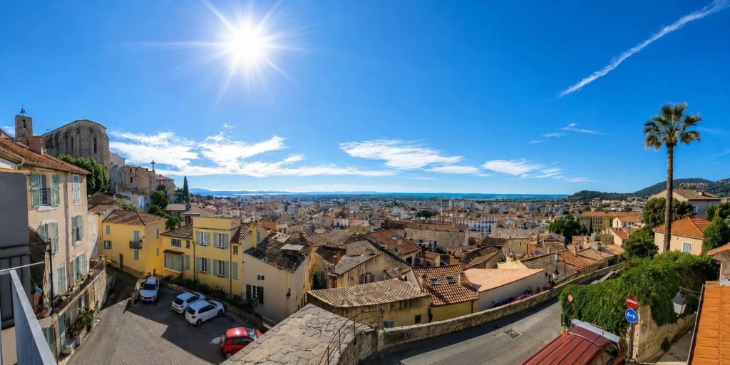 Balcon avec vue panoramique sur Hyères et la mer
