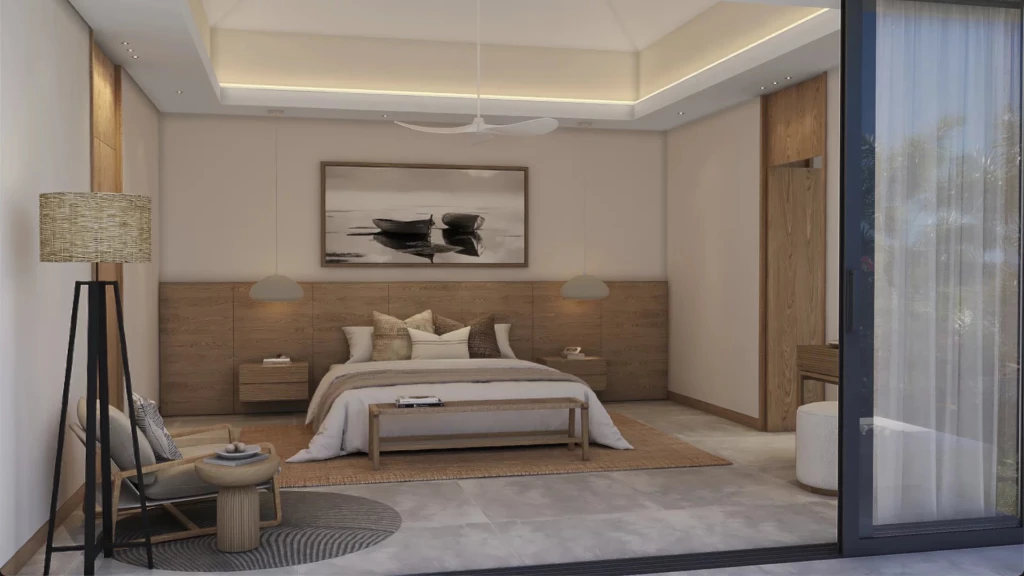 Chambre spacieuse et lumineuse avec un design moderne et élégant. -Elegance Properties