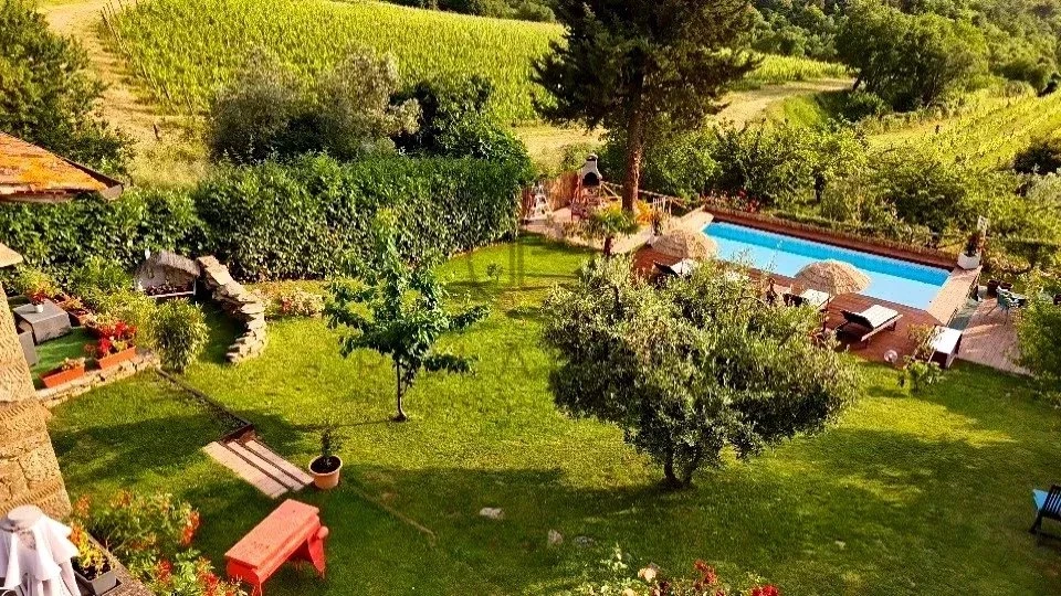 Charmant jardin avec piscine et espace de détente en pleine nature.