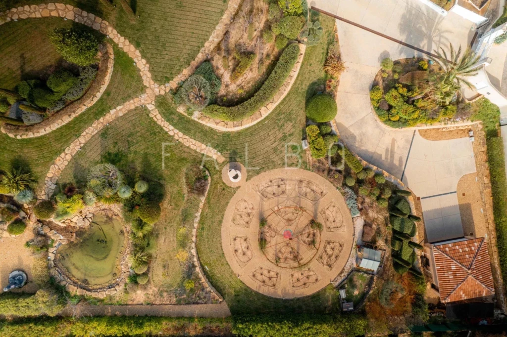Vue du ciel jardin paysagé