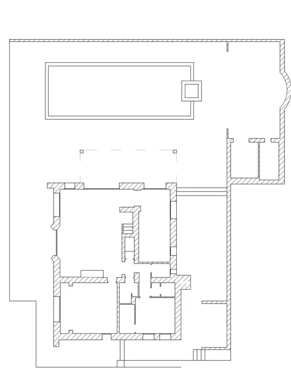 Floorplan ground level and pool area