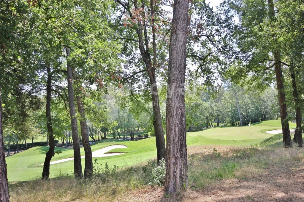 Vue panoramique sur le jardin paysager et le parcours de golf
