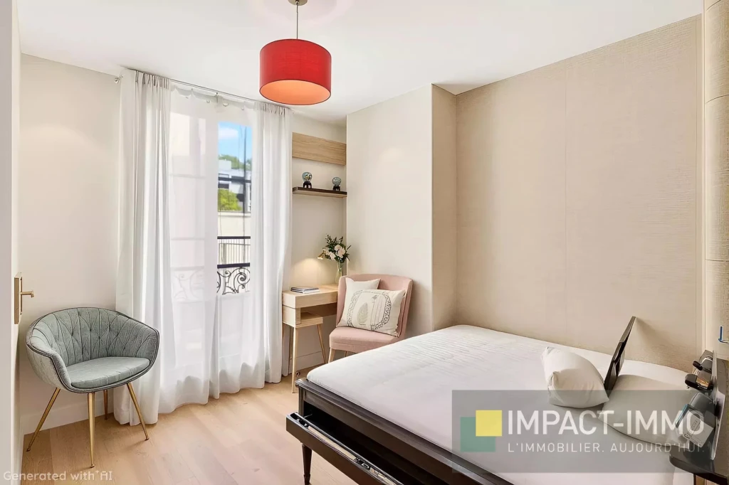 Chambre lumineuse dans un appartement 3pieces moderne sur Levallois Perret