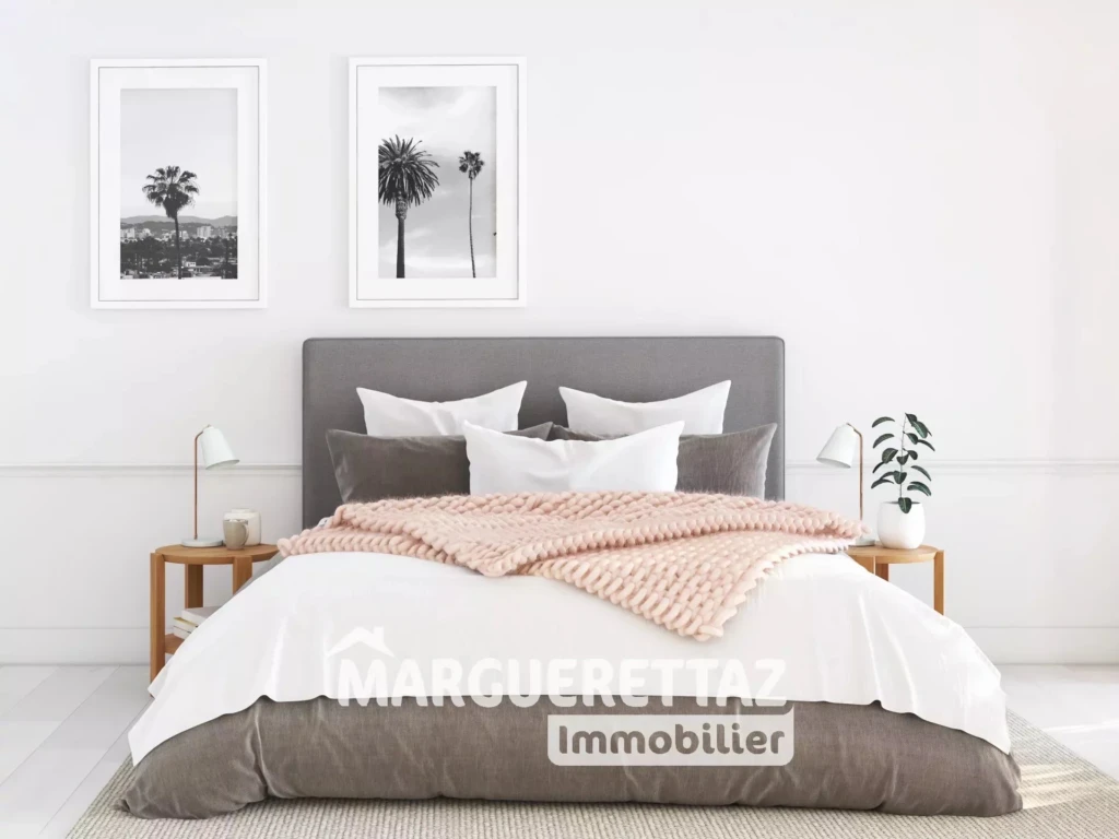 3d rendering. new modern bedroom in a apartment.