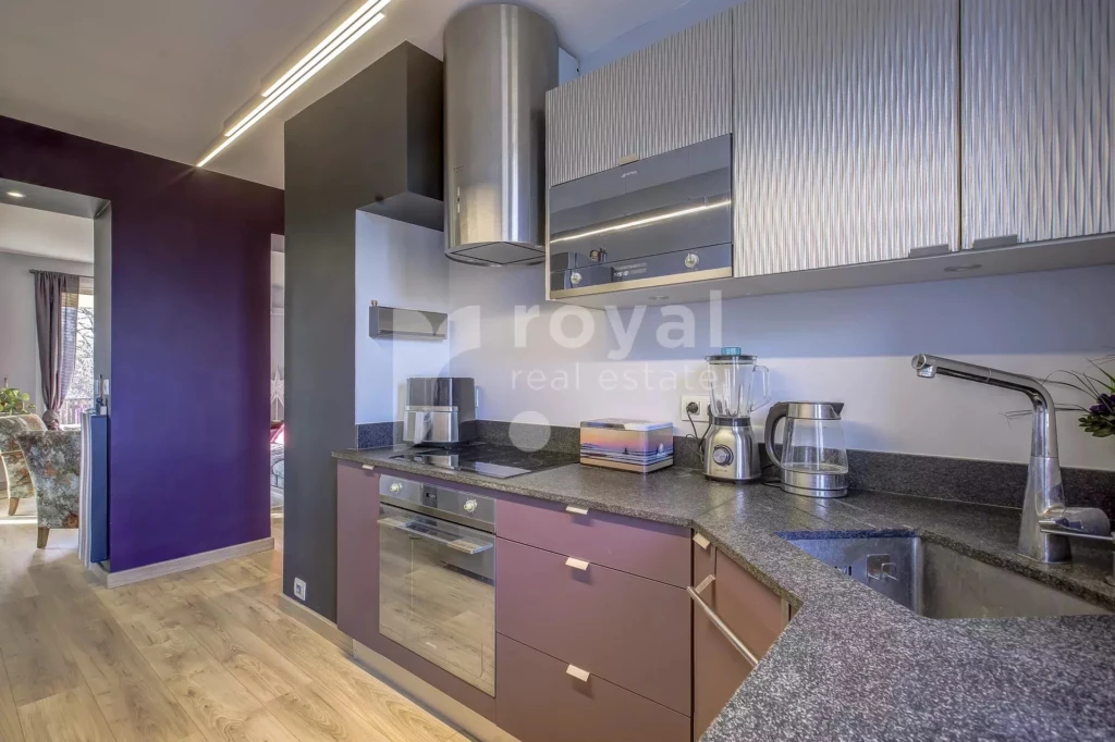 Cuisine ouverte élégante d’appartement rénové proche centre Valbonne