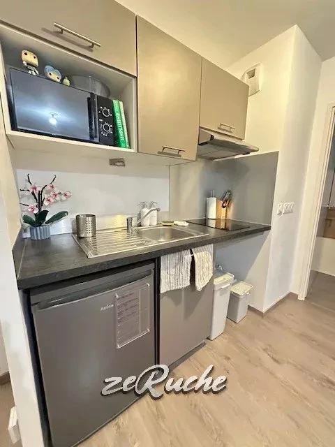 Cuisine moderne équipée avec un espace optimisé pour la préparation des repas.