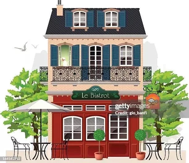 vector illustration of bistrot in Paris.