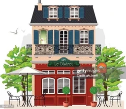 vector illustration of bistrot in Paris.