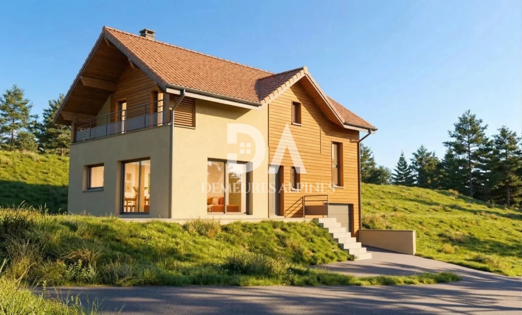 Belle maison moderne avec vue panoramique dans un quartier paisible.