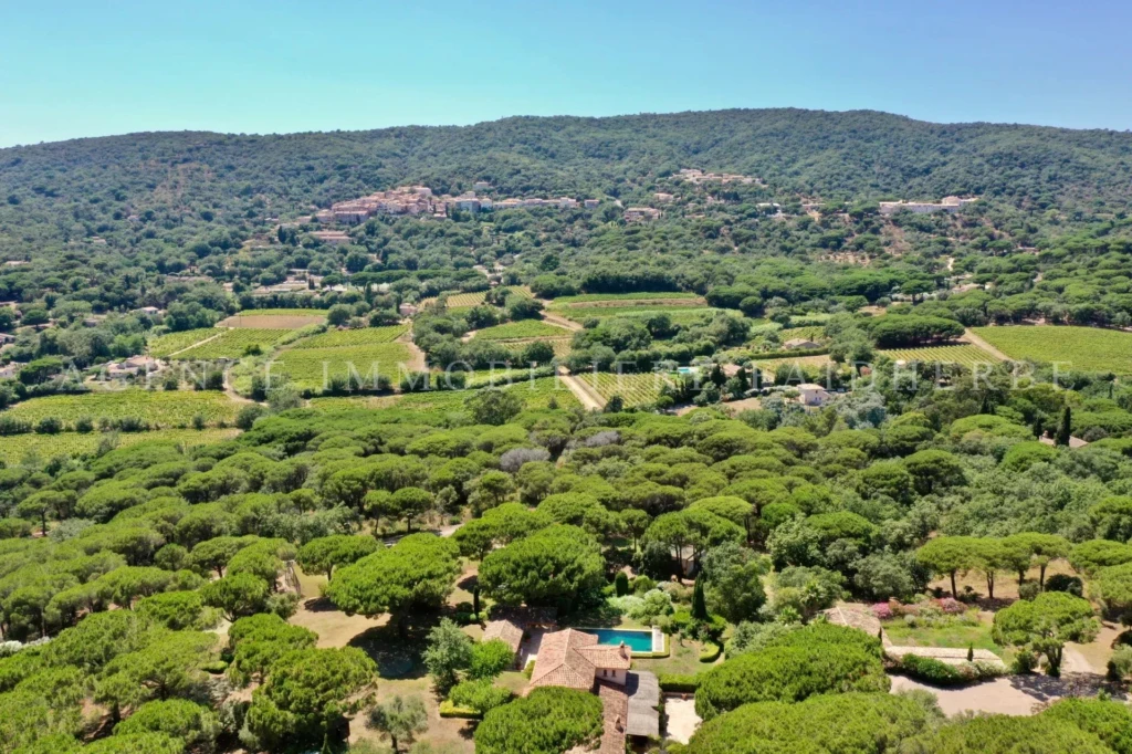Vue panoramique sur la campagne verdoyante et les collines environnantes.