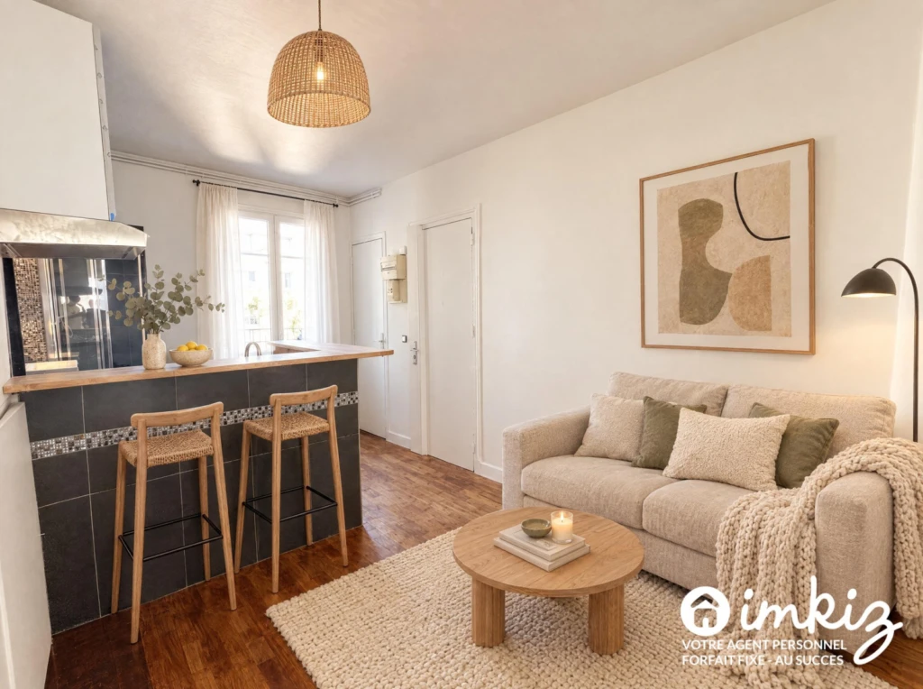 2P refait à neuf – Chambre 14m² – Métro 8 min 10