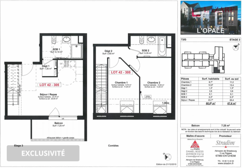 A LOUER T3 Duplex récent avec parking 2