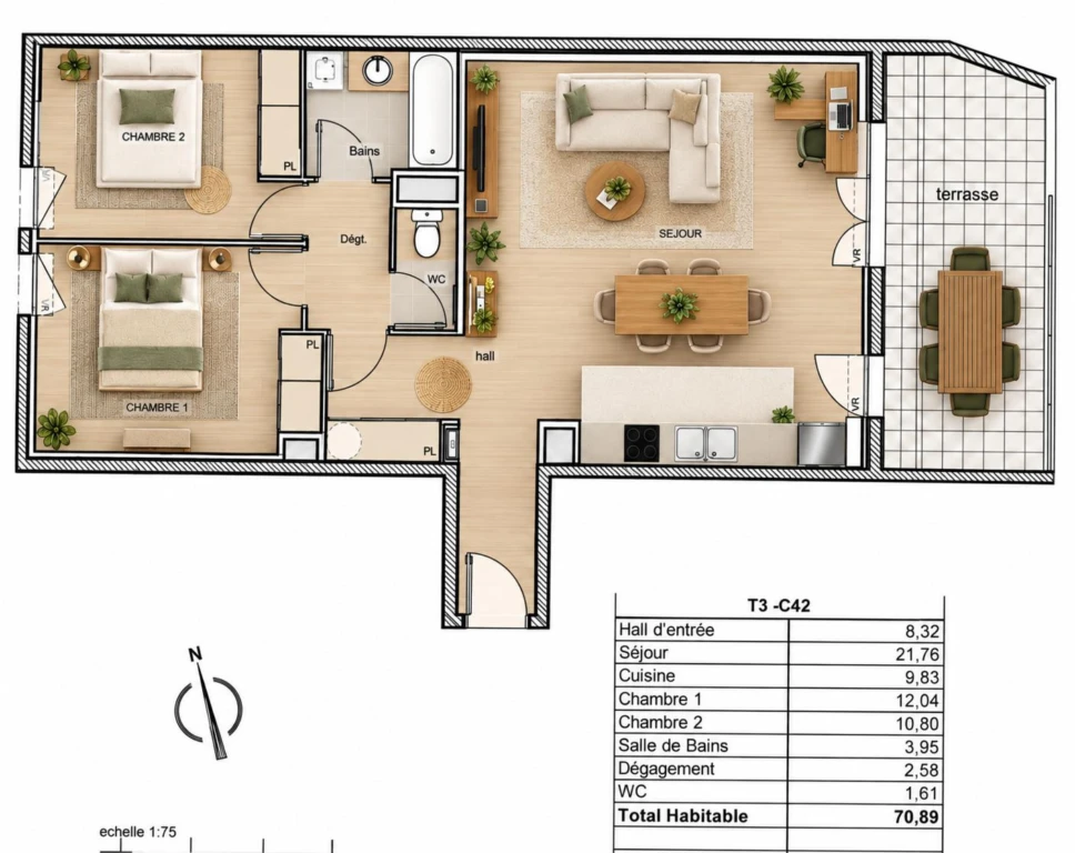 Vente appartement T3 Marseille (Camas) + Box 11
