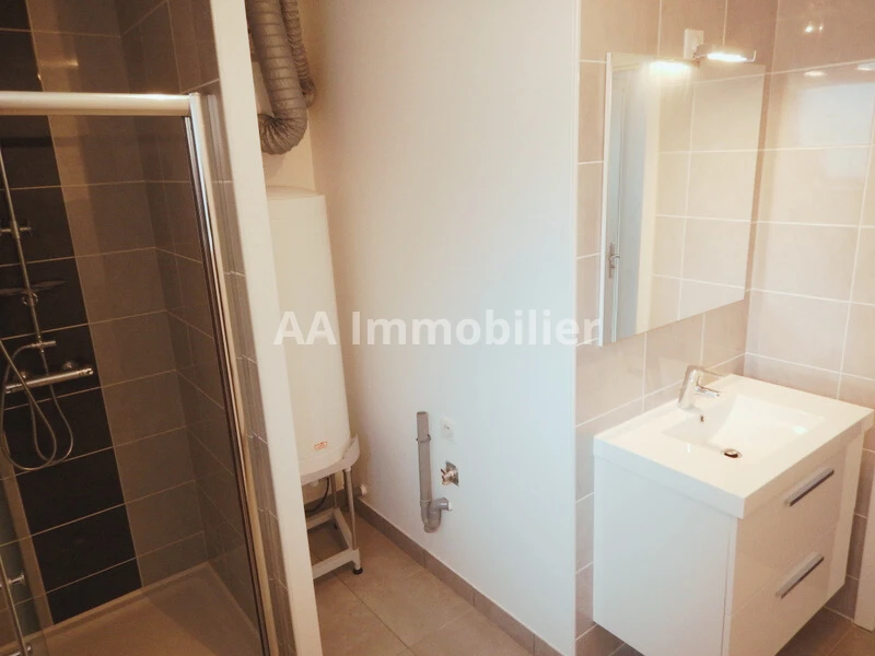 Grande salle d'eau (une porte de placard a été installée pour cacher le cumulus)