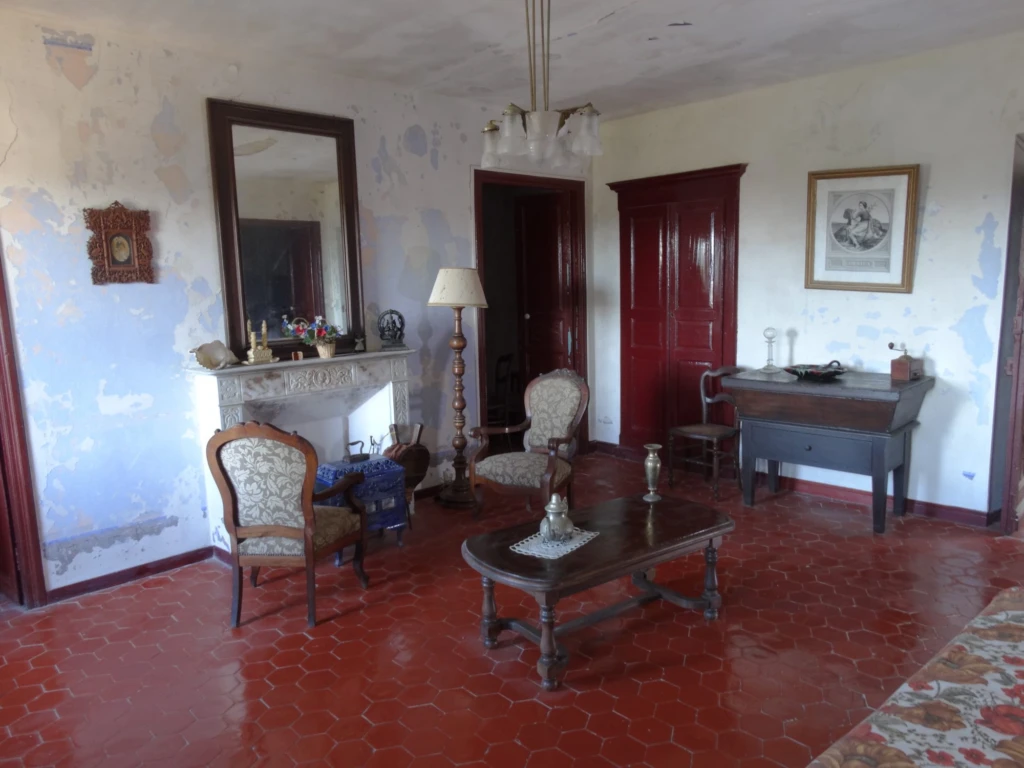 salon avec sa cheminée