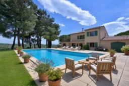 Villa avec piscine Pézenas séjour 4 chambres salle de bain Piscine 10x5 m