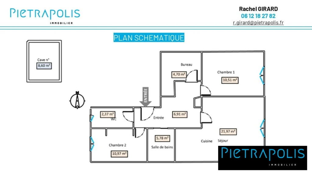 Plan schématique et surfaces T3 Cyrano Lyon 3