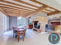 PIECE A VIVRE avec cheminée traversante sur la cuisine