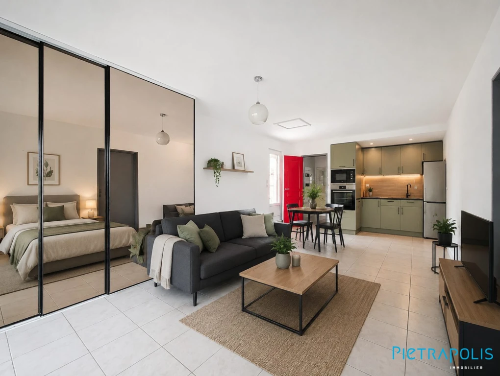 Possibilité d' aménagement du studio 28.55 m²