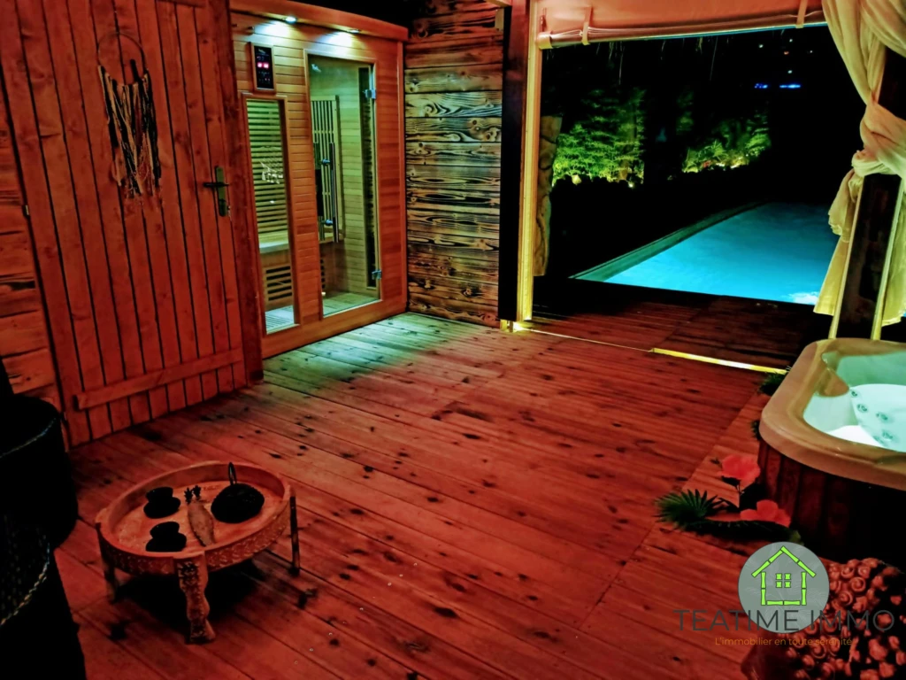 Sauna Jacuzzi vue piscine Maison La Farlede