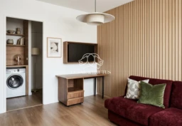 Home staging virtuel - Projection d'aménagement réalisée par IA - mobilier et décoration non présents dans le bien.