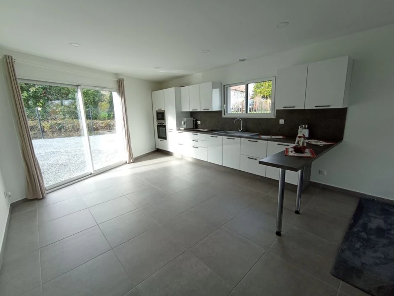 grand salon séjour cuisine équipée aménagée