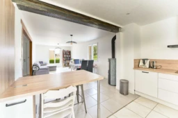 Salon-séjour lumineux avec poêle à bois - maison f