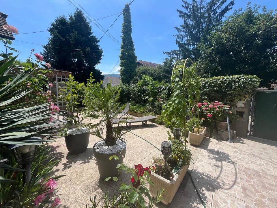 proche commodités , jardin plein sud, frontiere 10