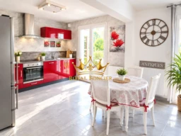 espace cuisine avec accès à la véranda