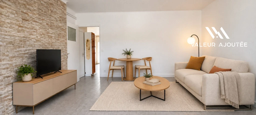 Projection non contractuelle générée par l'IA - Mobilier non présent dans le bien
