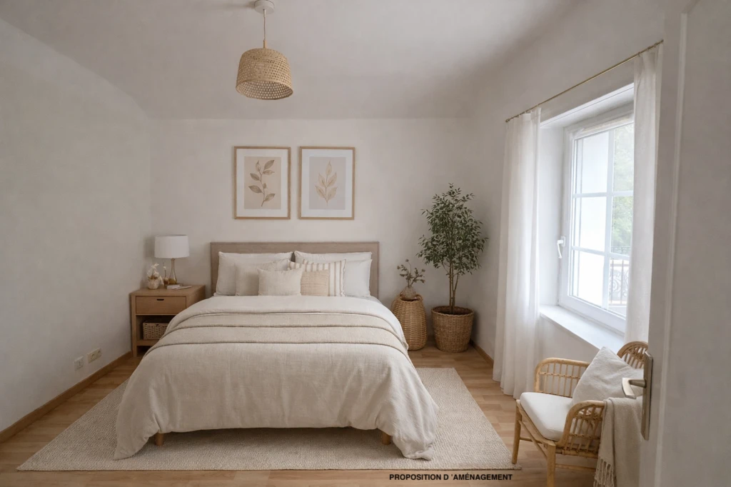 Chambre paisible et lumineuse décorée avec gou?t