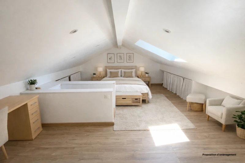 Chambre d'atelier sous le toit