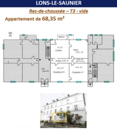 PLAN APPARTEMENT T3 DE 68.35 M²
