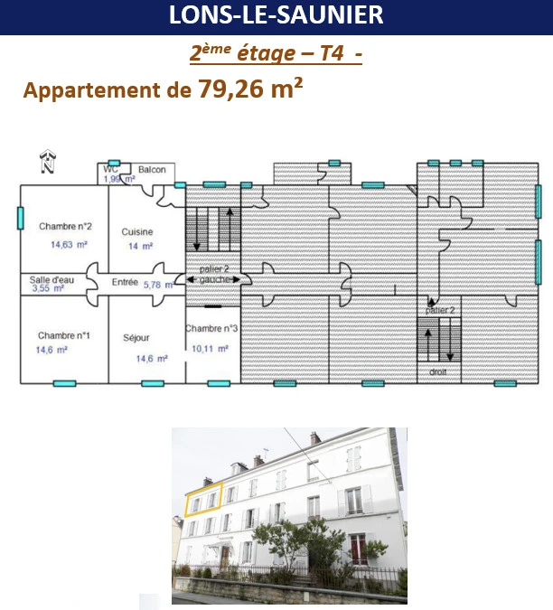PLAN APPARTEMENT T4 DE 79.26 M²