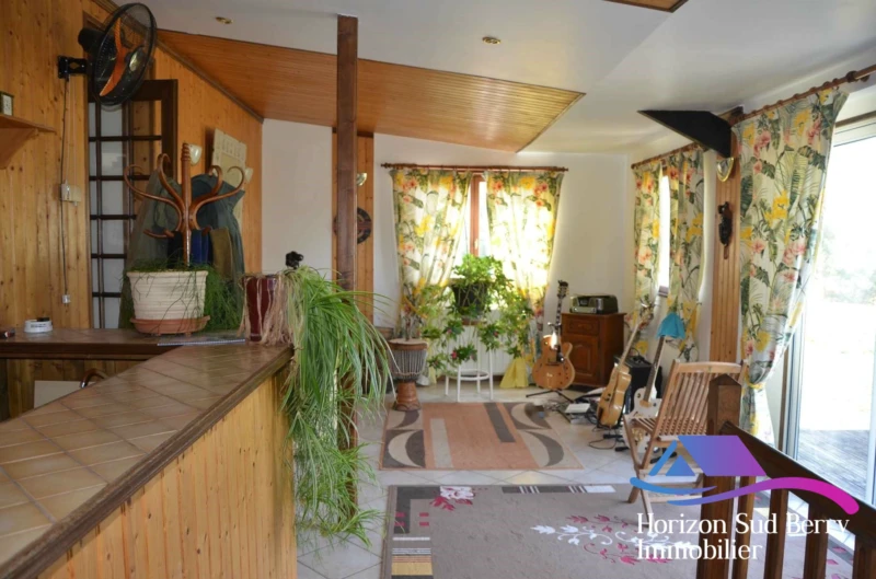 Le séjour avec le bar (maison principale)