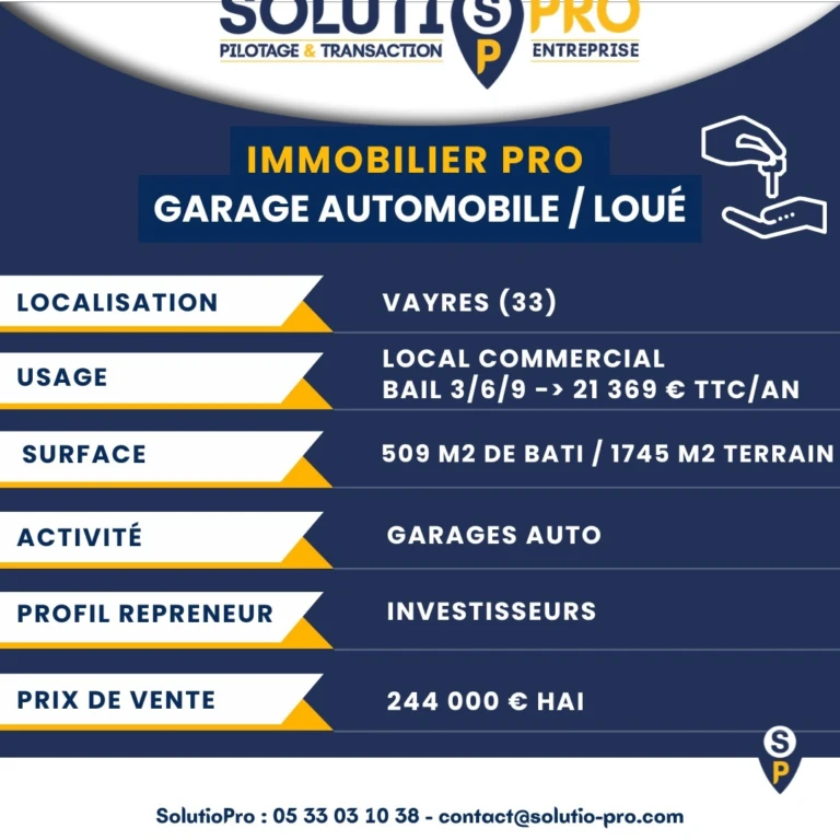 IMMOBILIER PROFESSIONNEL LOUÉ VAYRES (33) – 1