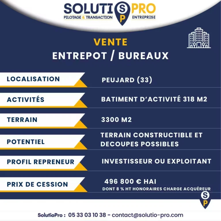 BATIMENT INDUSTRIEL 318m² / PEUJARD 33 1