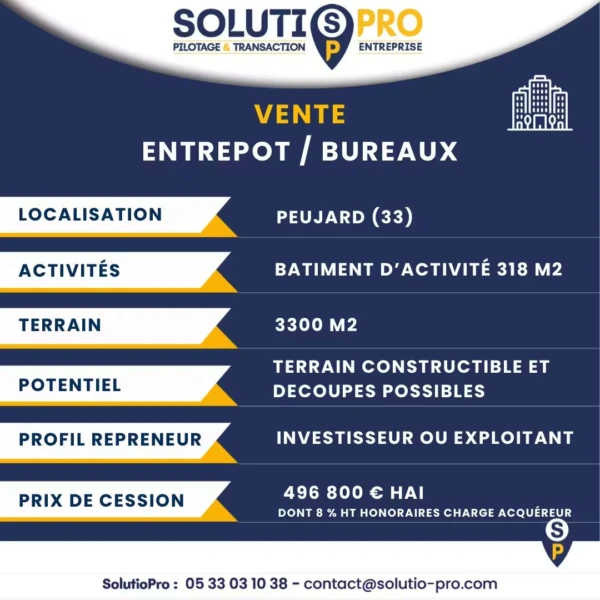 BATIMENT INDUSTRIEL 318m² / PEUJARD 33 1