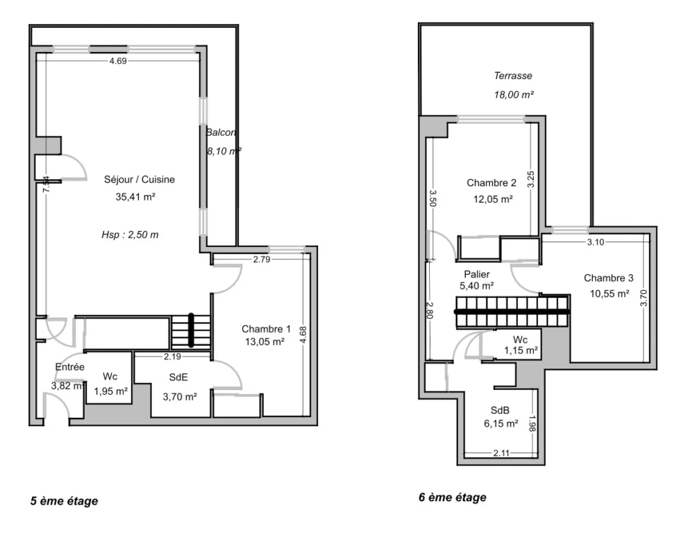 Duplex familial au dernier étage avec terrasse 15