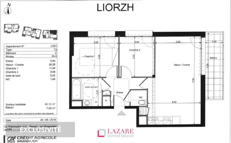 A vendre exclusivité T3 - LE RHEU 8