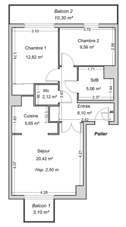 Appartement 3 pièces avec balcon - Boulogne 16